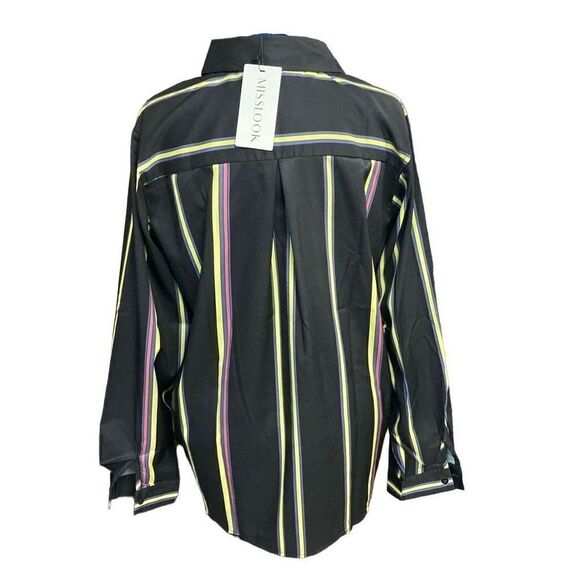 MISSLOOK Women’s 2XL Top Black Yellow & Blue New With Tags - Picture 2 of 9